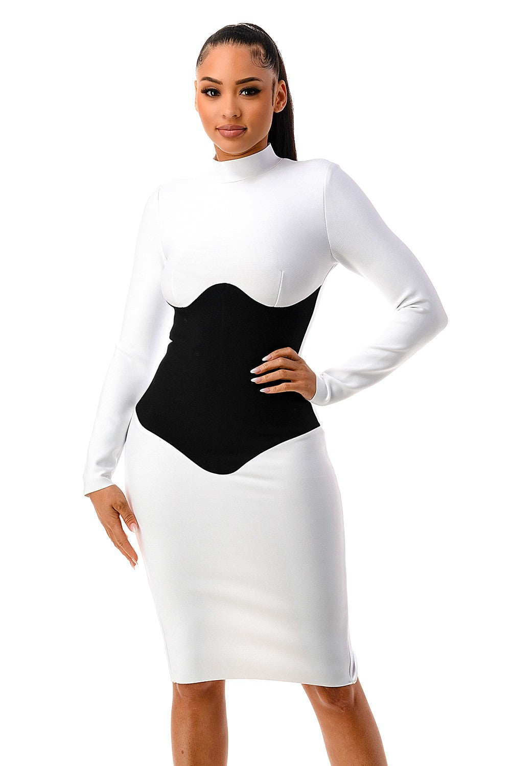 Bandage Corset Dress Black/White