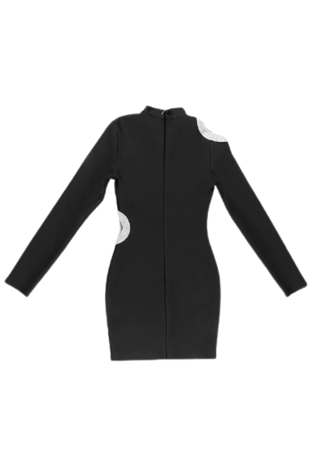 Long Sleeve Cutout Ring Bandage Dress - Black