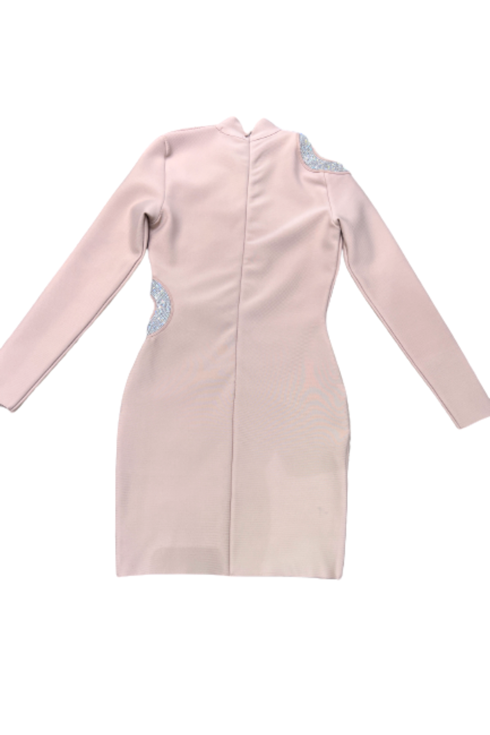 Long Sleeve Cutout Ring Bandage Dress - Beige