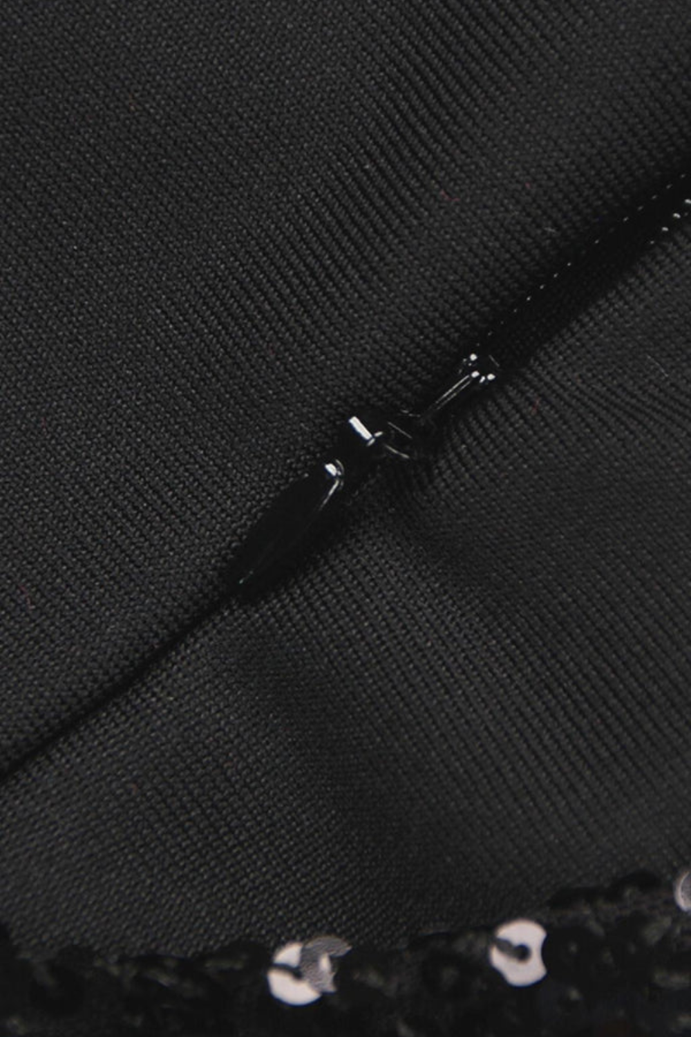 Asymmetric Sequin Ruched Mini Dress - Black