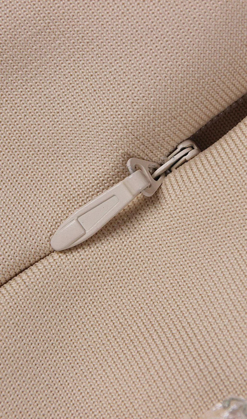 Asymmetric Sequin Ruched Mini Dress - Beige