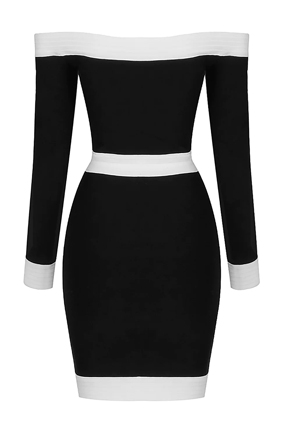 Black Off Shoulder Long Sleeve Zipper Bandage Dress