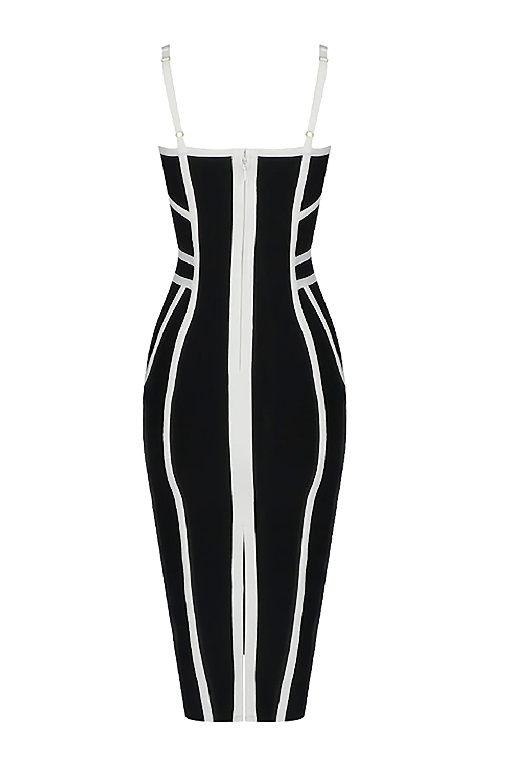 Strappy Mesh Striped Bandage Dress - Black