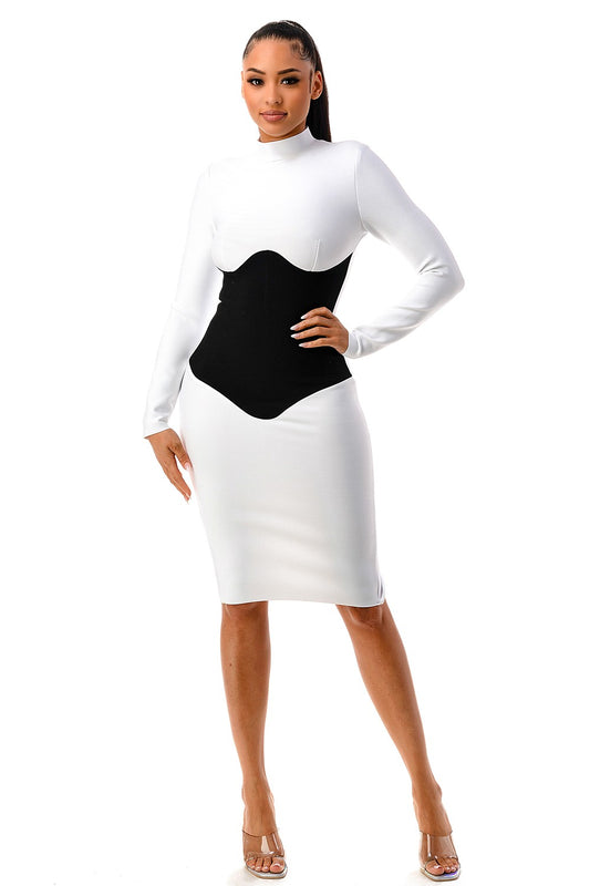 Bandage Corset Dress Black/White