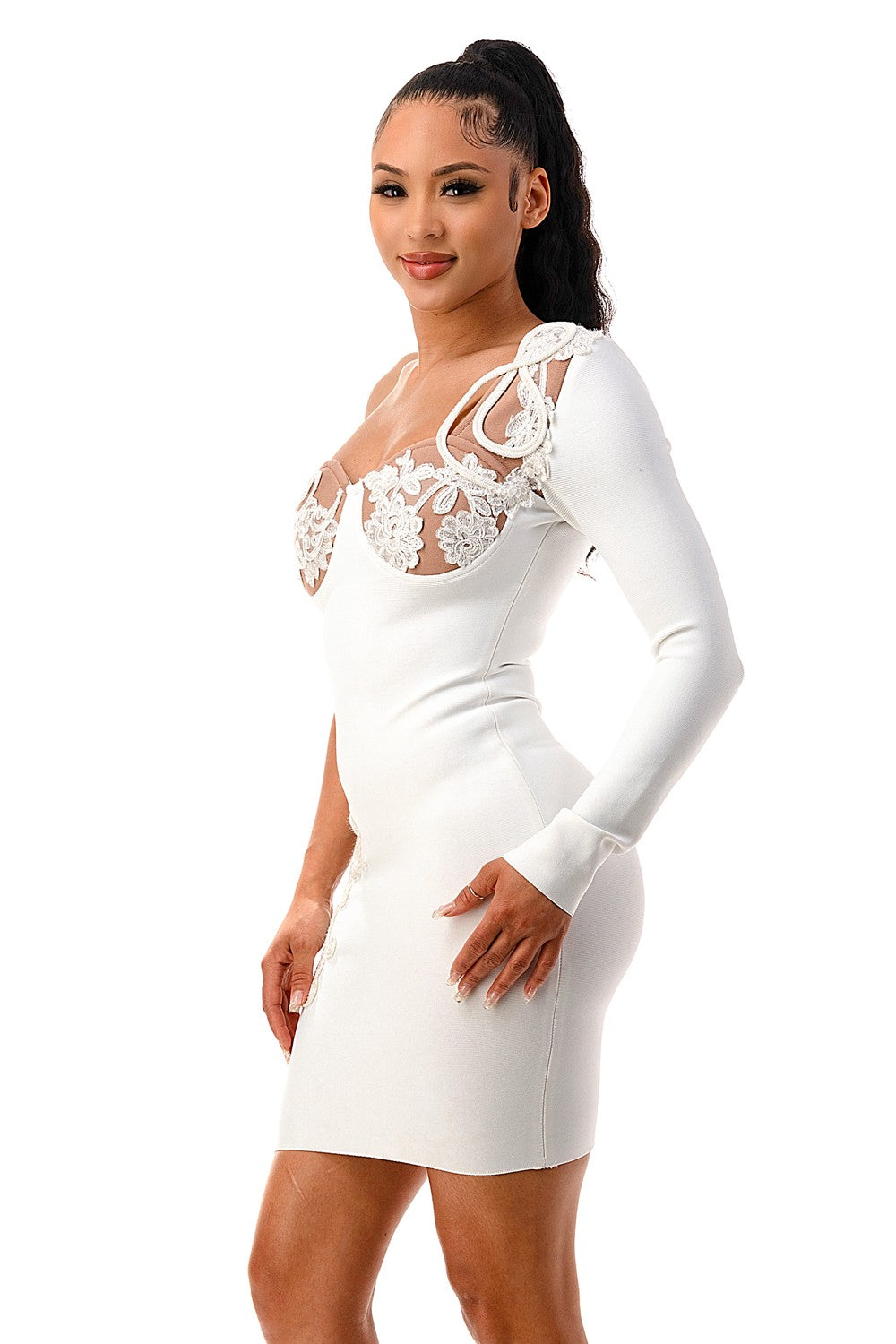 Flower Detail Bandage Dress