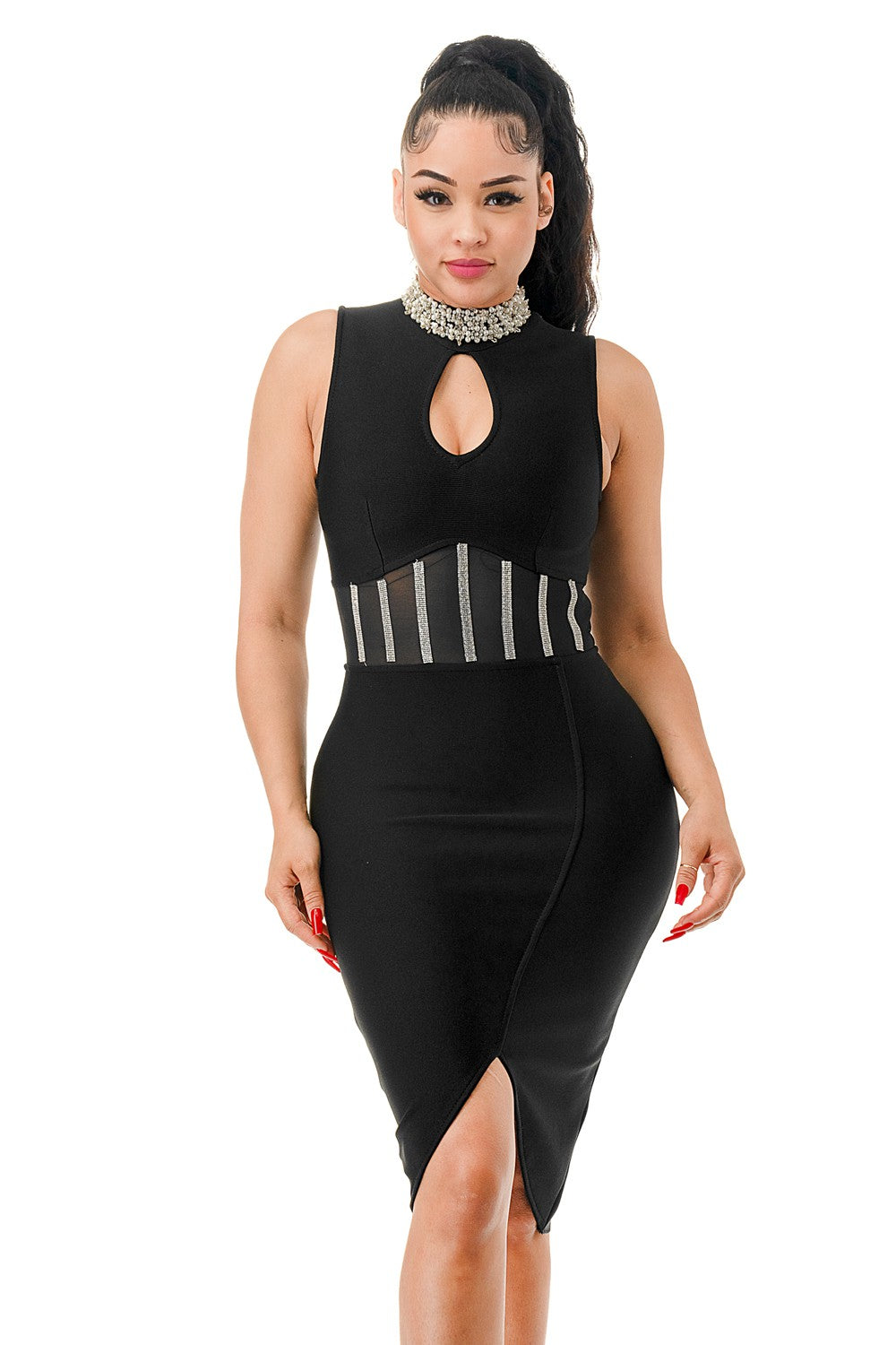 Diamonate Mini Bandage Dress