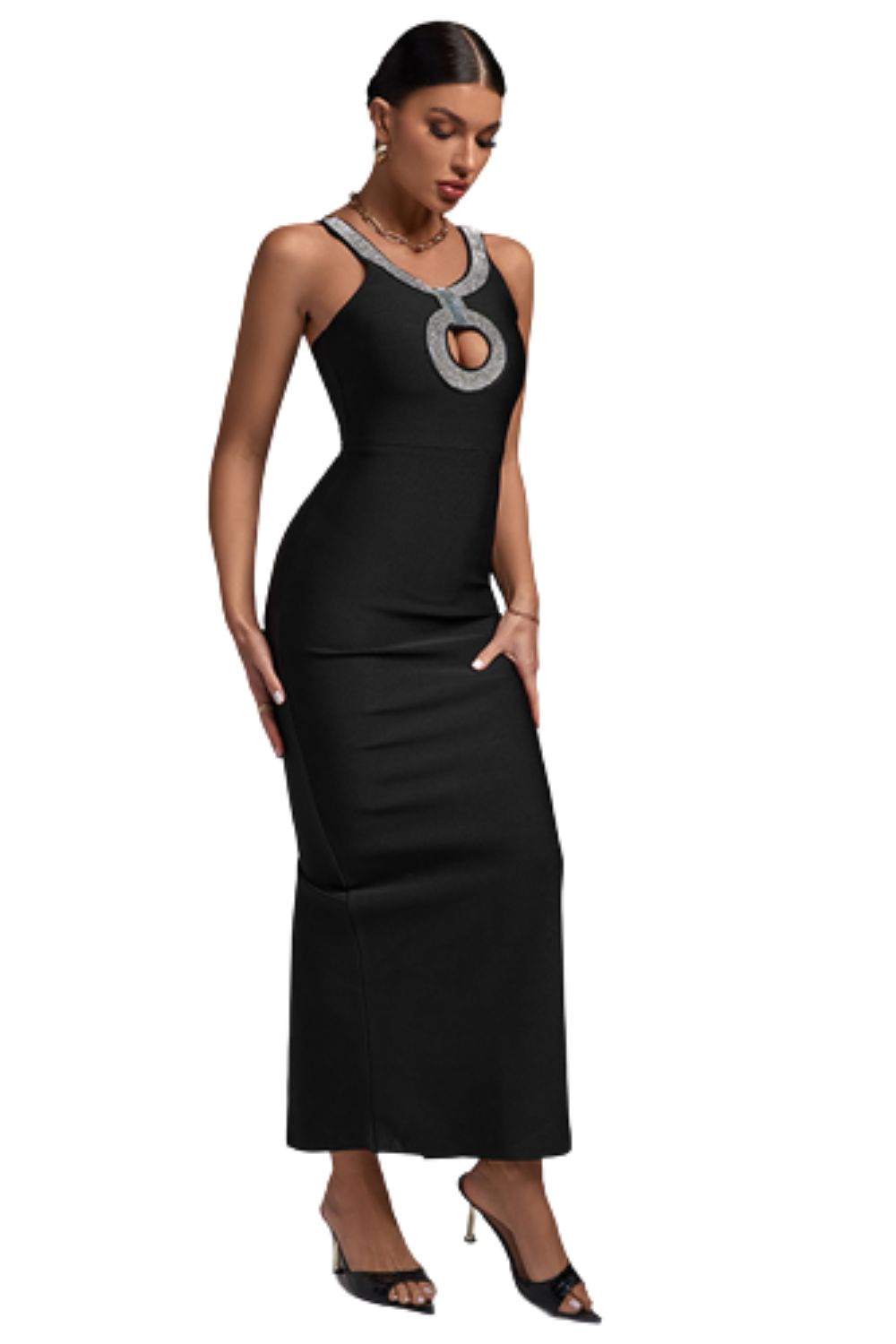 Attention Holding Bandage Maxi Dress