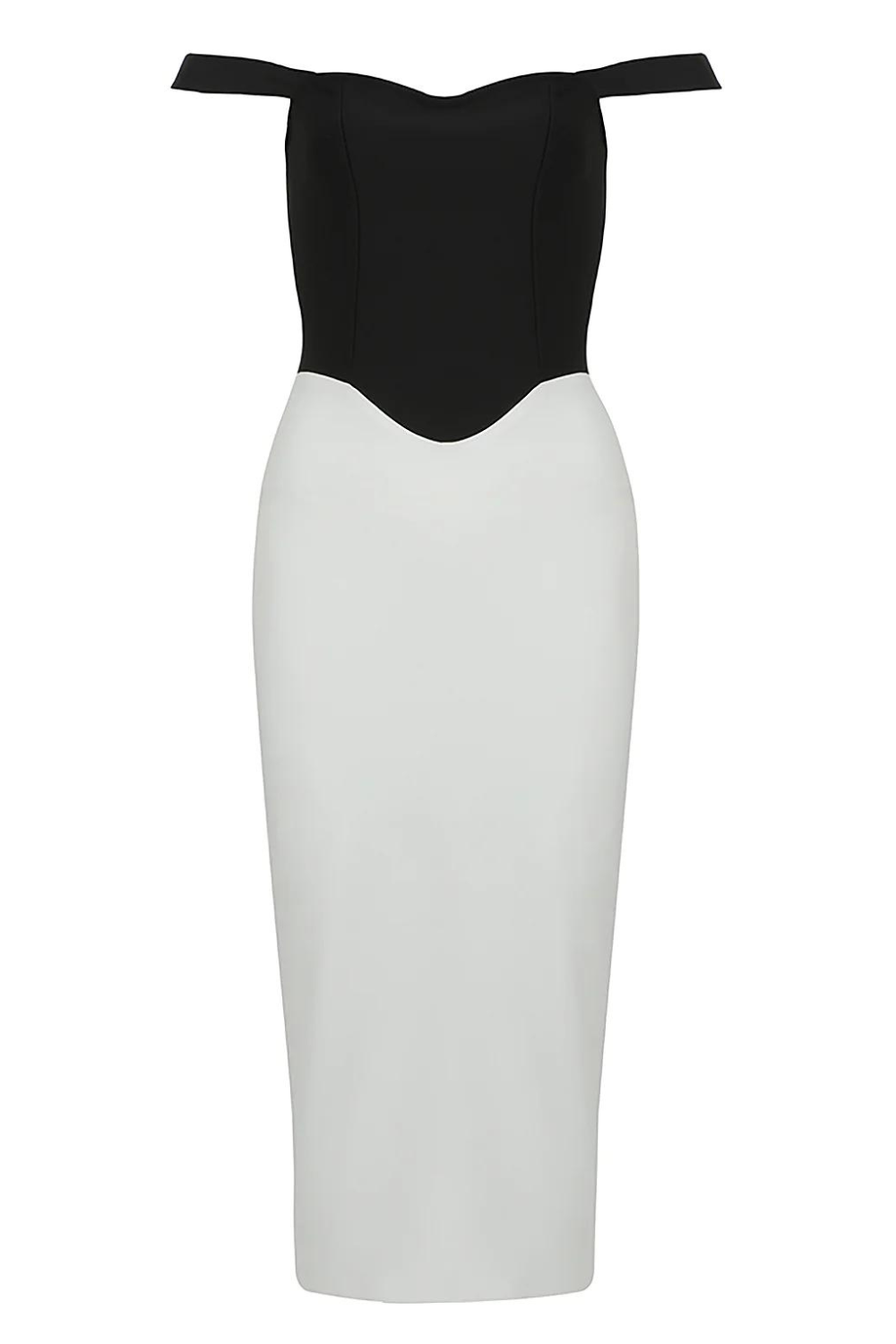 Two-Tone Patchwork Off Shoulder Bandage Dress