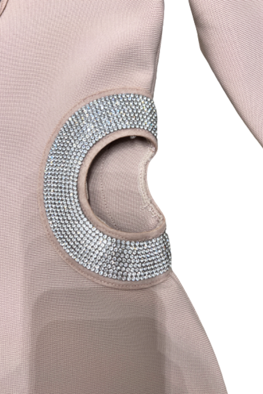 Long Sleeve Cutout Ring Bandage Dress - Beige