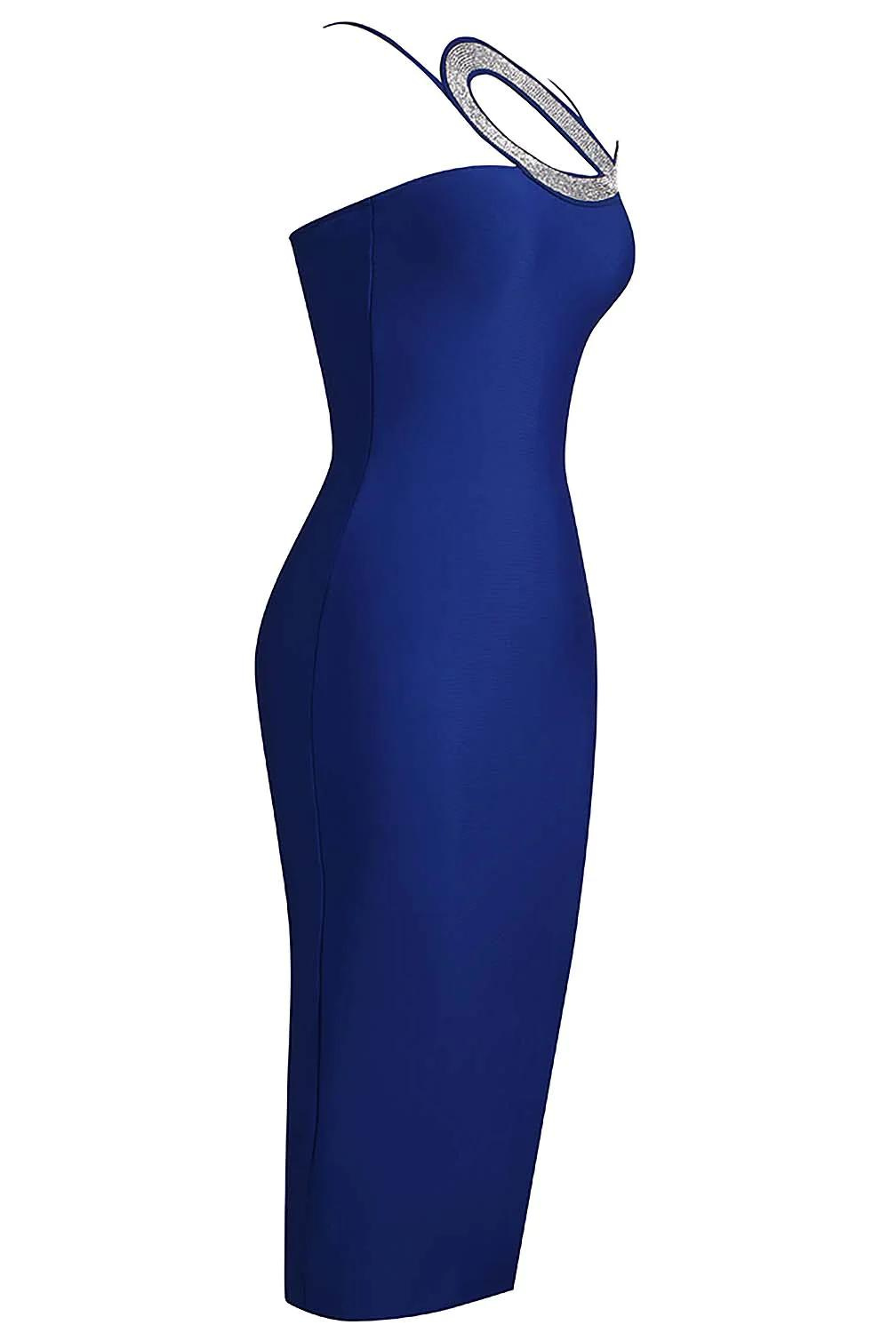 3D Crystal Detail Midi Bandage Dress