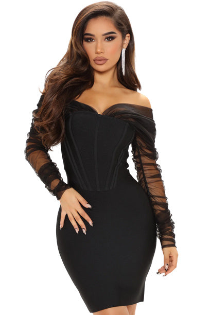 Love Me Bandage Mini Dress - Black