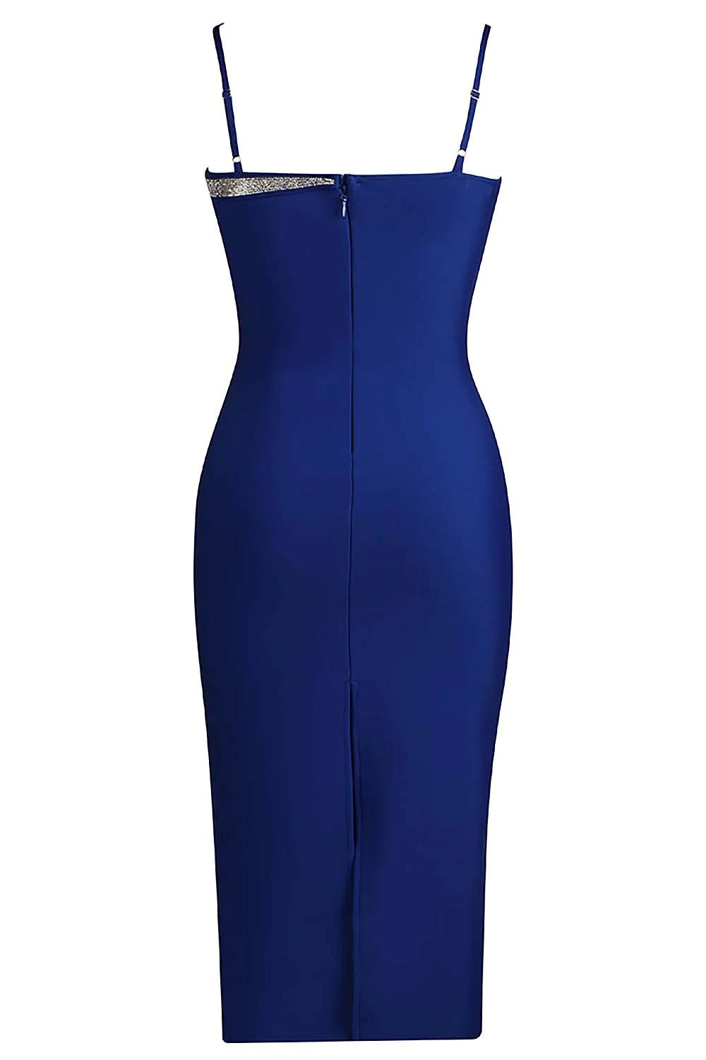 3D Crystal Detail Midi Bandage Dress