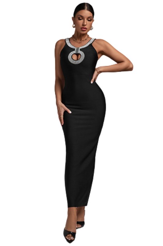 Attention Holding Bandage Maxi Dress