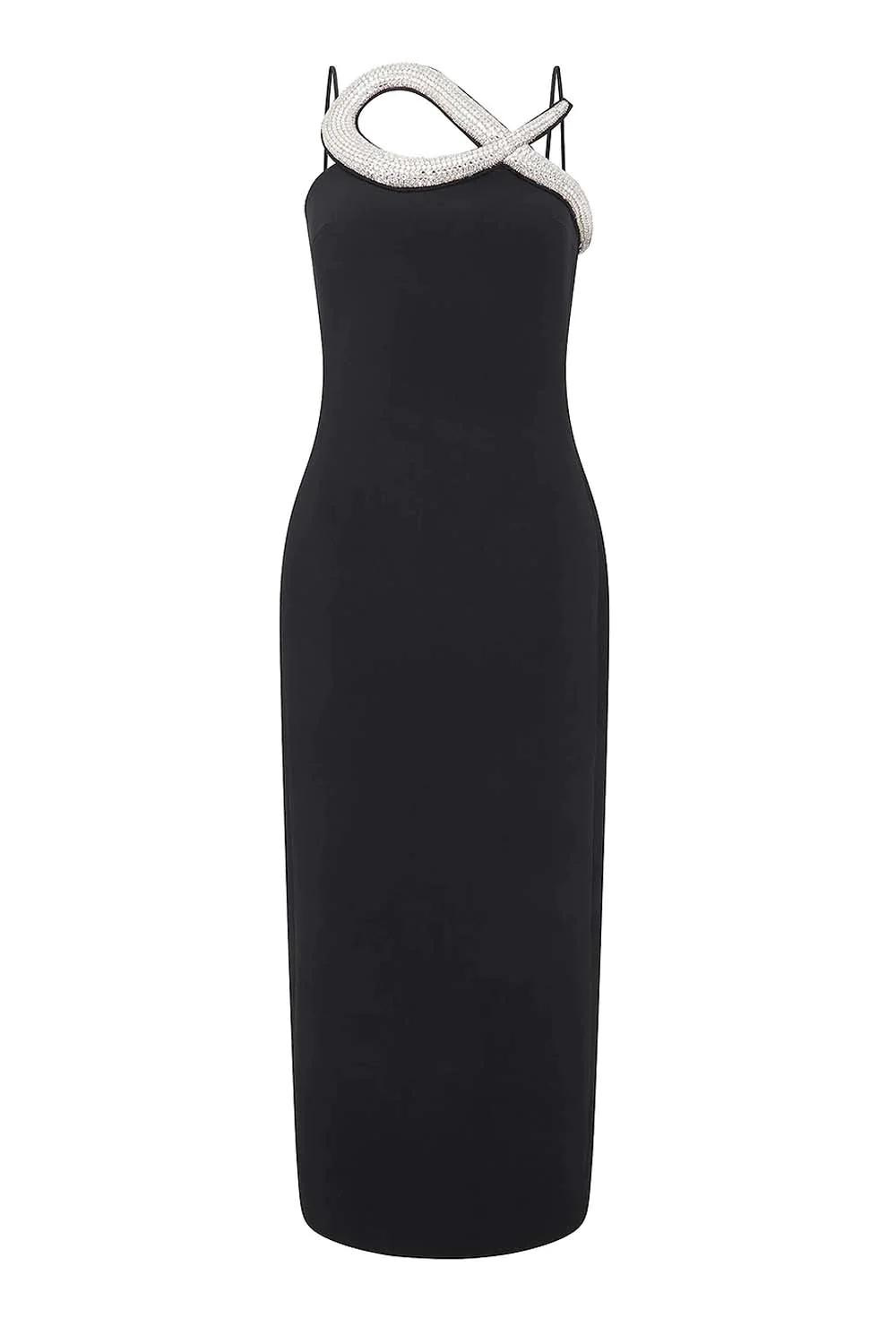 3D Crystal Detail Midi Bandage Dress