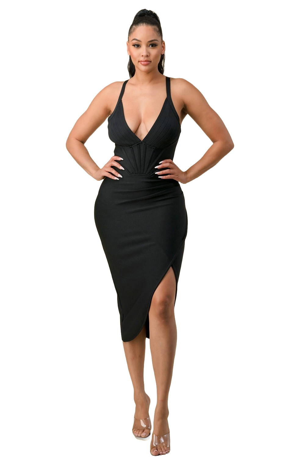 Sleeveless Bandage Dress - Black