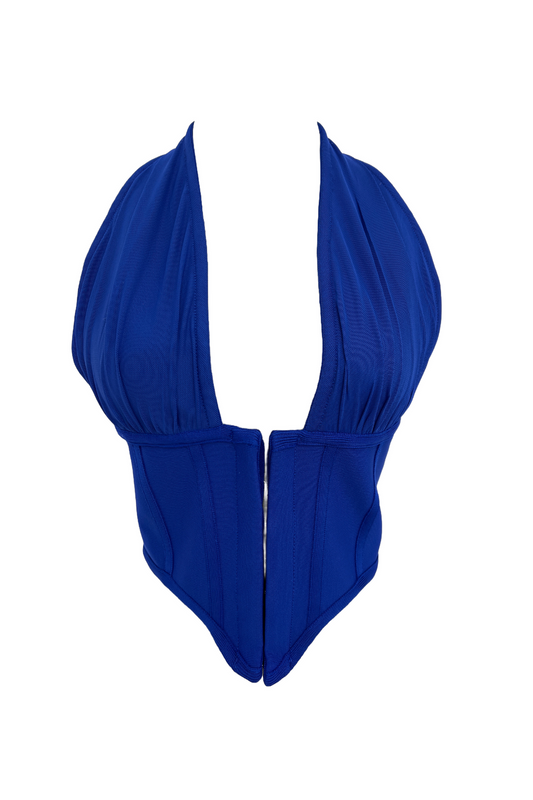 Bandage Hook and Eye Corset Top - Blue