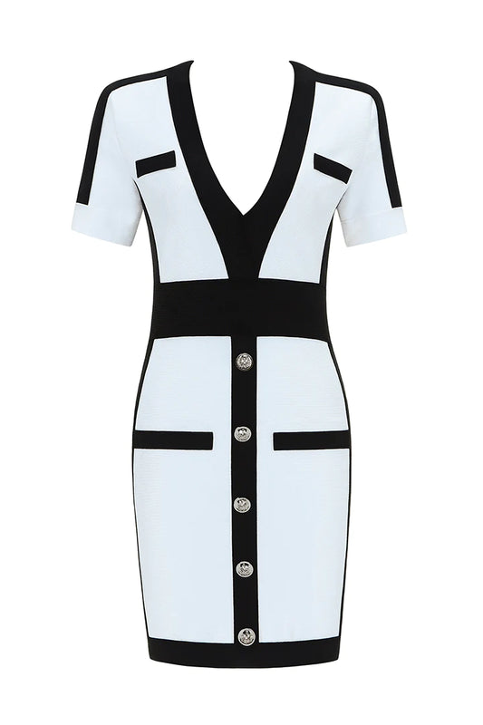 Contrast Short Sleeve Mini Bandage Dress
