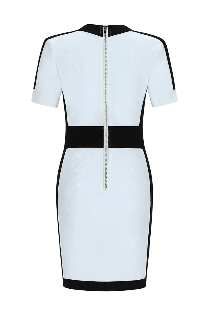 Contrast Short Sleeve Mini Bandage Dress