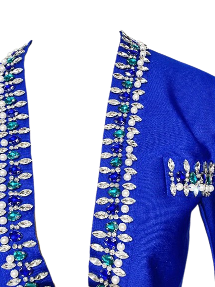 Bandage Jacket Bling Detail - Royal Blue