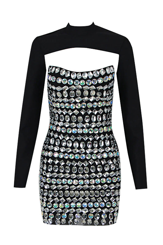 Rhinestone Embellishment Bandage Dress
