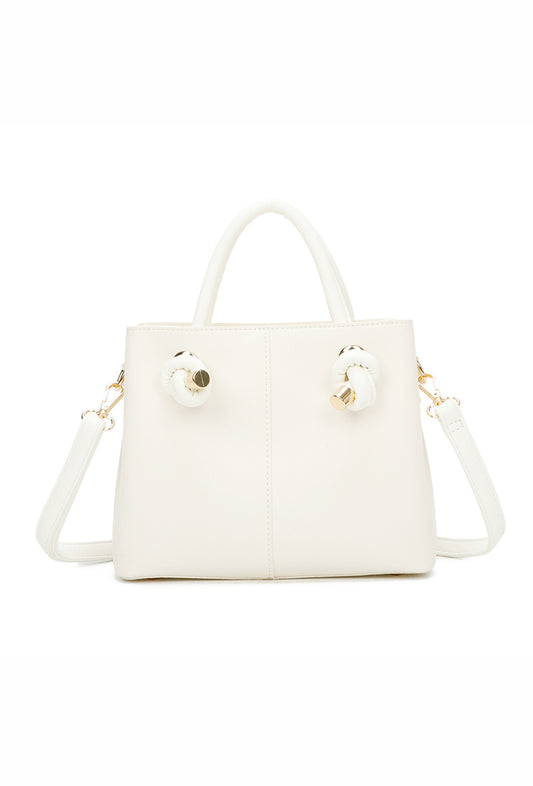 Knot Detail White Tote Bag