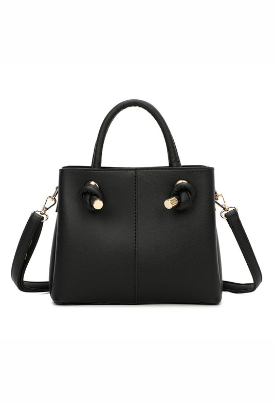 Knot Detail Black Tote Bag
